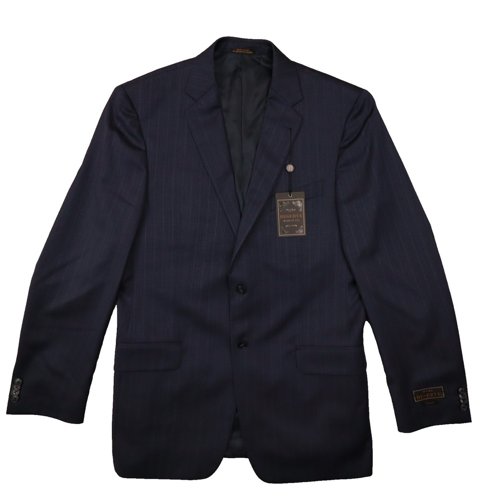 Jos A Bank Reserve Navy Stripe‎ Tailored Fit Wool Blazer Sport Coat size 40L NWT